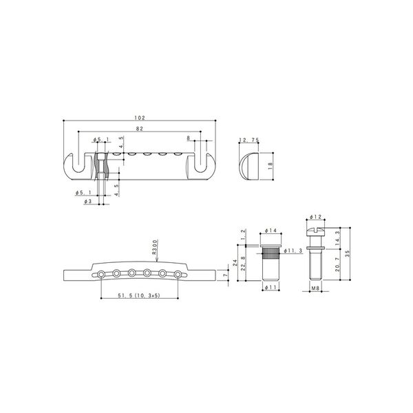 Gotoh GE101Z-T Stop Tailpiece C